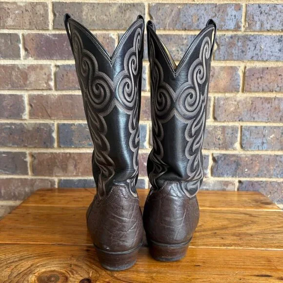 VTG Tony Lama Brown Leather Boots Style 8594 Size 9D